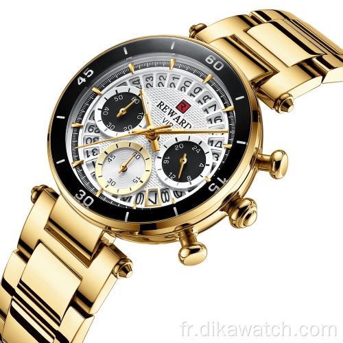 REWARD Calendrier Second Chronographe Lumineux Montre étanche